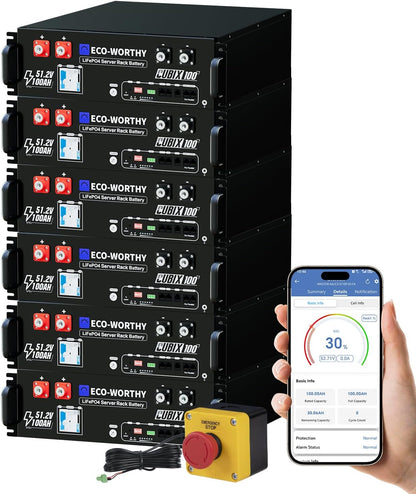 Eco-Worthy Cubix100 48V 100Ah Server Rack Battery | Bluetooth & WiFi | 10 Years Warranty | UL9540 | UL1973 | UL9540A | CEC Listed - lithium battery - ECO-WORTHY