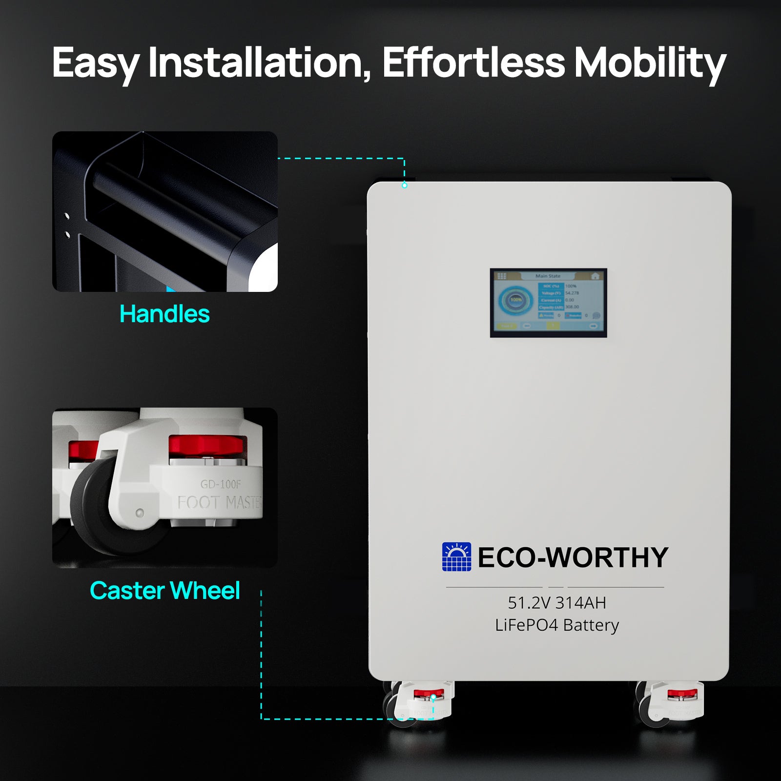 ECO - WORTHY Home Backup Power 16.08KWh 51.2V 314Ah Battery+10kW 48V Off Grid Inverter - lithium battery - ECO - WORTHY