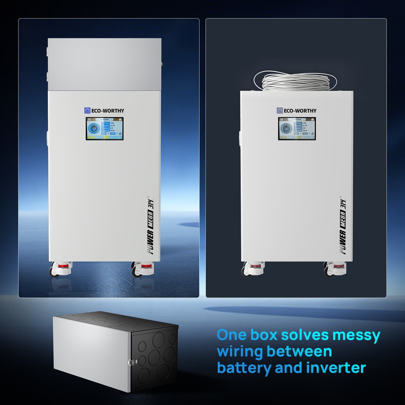 Eco - Worthy PowerMega 314 | 51.2V 314AH Lithium Battery 16kWh | Bluetooth & WiFi | Active Balance - lithium battery - ECO - WORTHY
