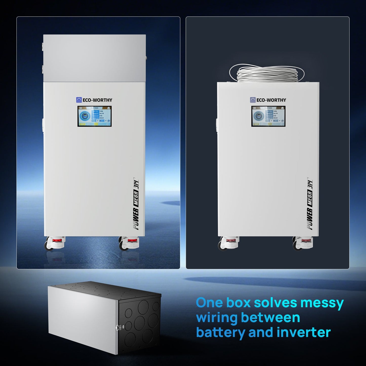 Eco - Worthy PowerMega 314 | 51.2V 314AH Lithium Battery 16kWh | Bluetooth & WiFi | Active Balance - lithium battery - ECO - WORTHY