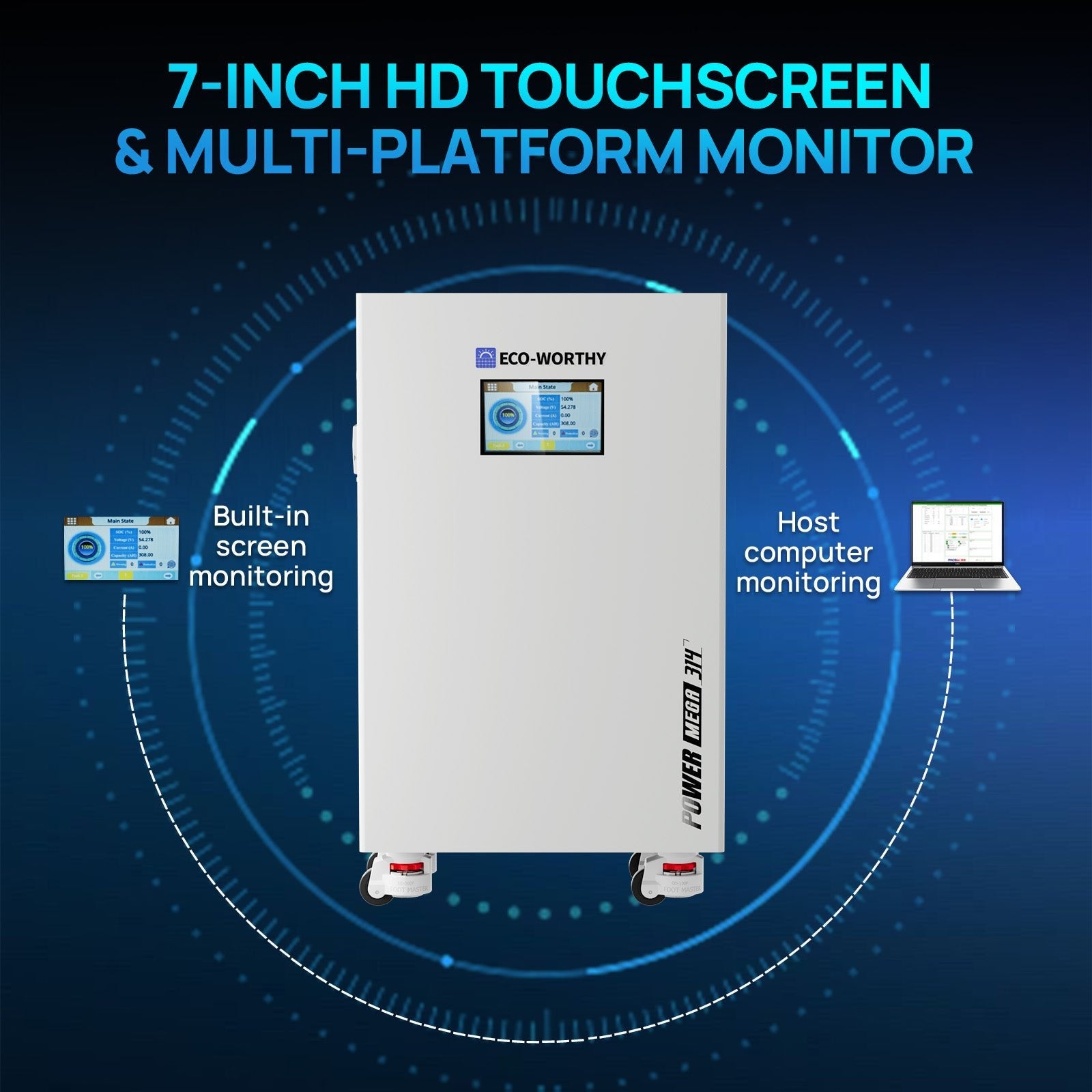 ECO - WORTHY PowerMega | 51.2V 314AH Lithium Battery | Bluetooth & WiFi | Active Balance | 10 Years Warranty - lithium battery - ECO - WORTHY