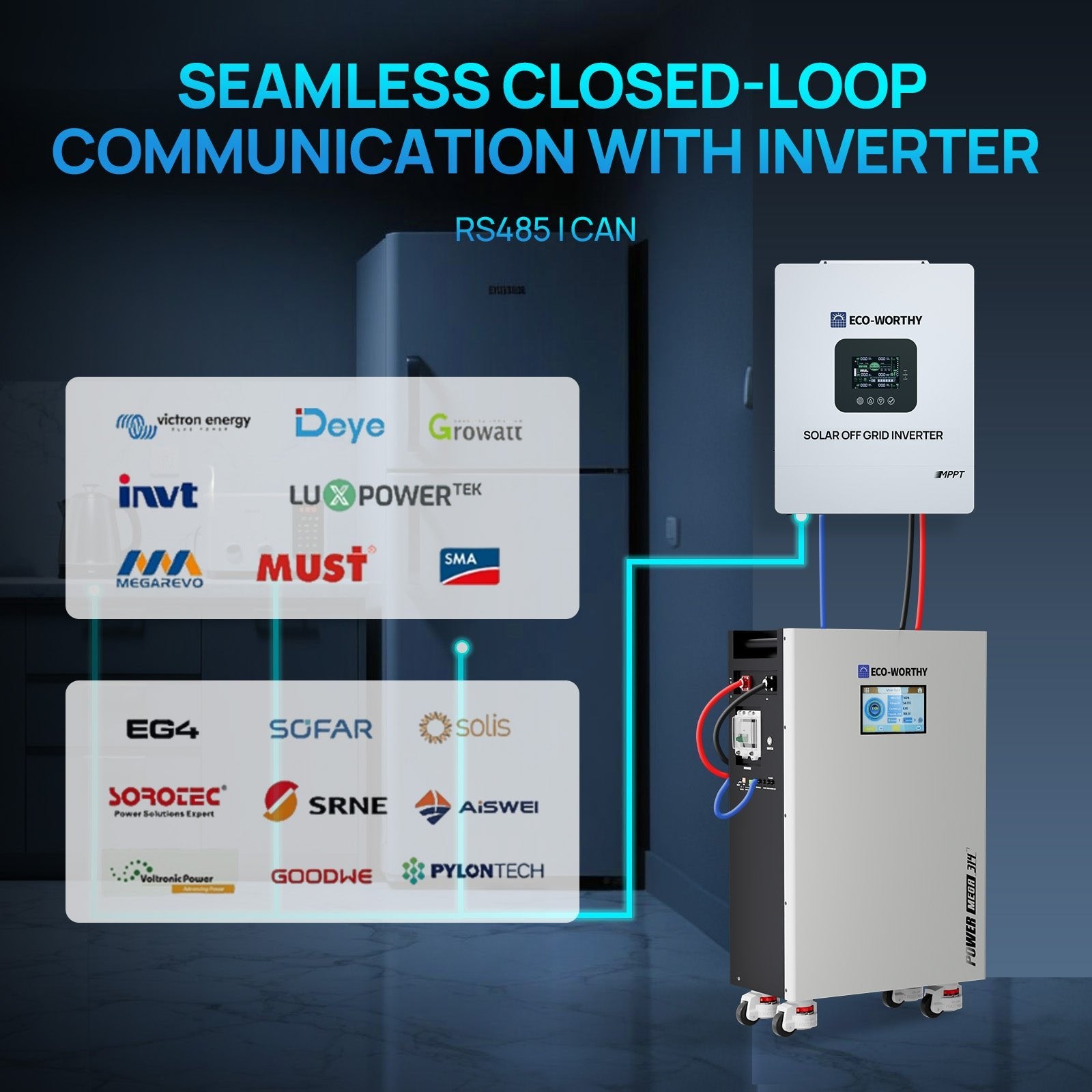 ECO - WORTHY PowerMega | 51.2V 314AH Lithium Battery | Bluetooth & WiFi | Active Balance | 10 Years Warranty - lithium battery - ECO - WORTHY