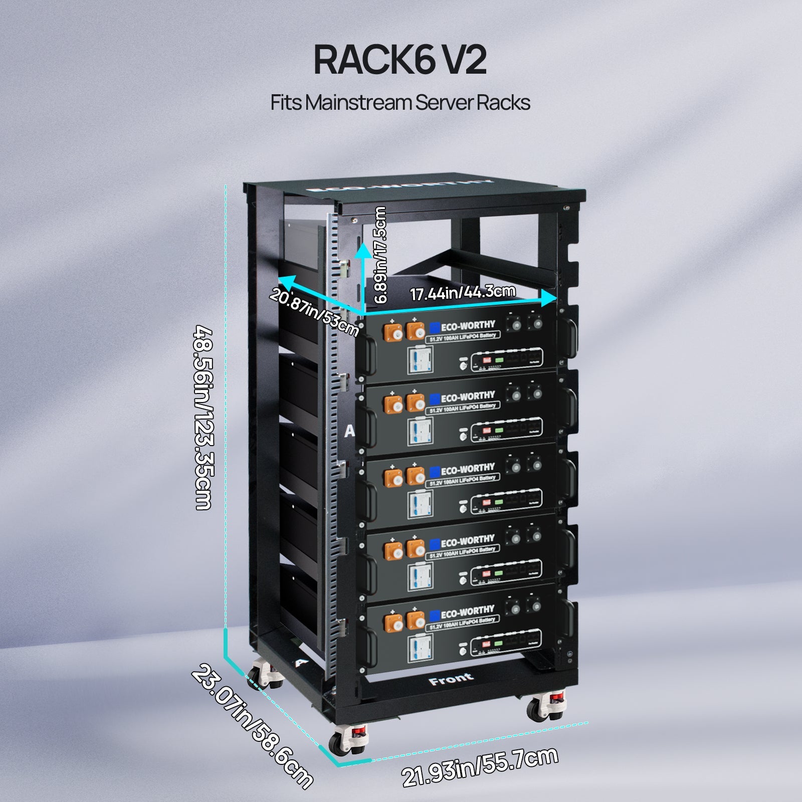 ECO - WORTHY RACK6 V2 I 6 - Layer Rack With 600A Busbar| For Server Rack Battery All Versions - lithium battery - ECO - WORTHY
