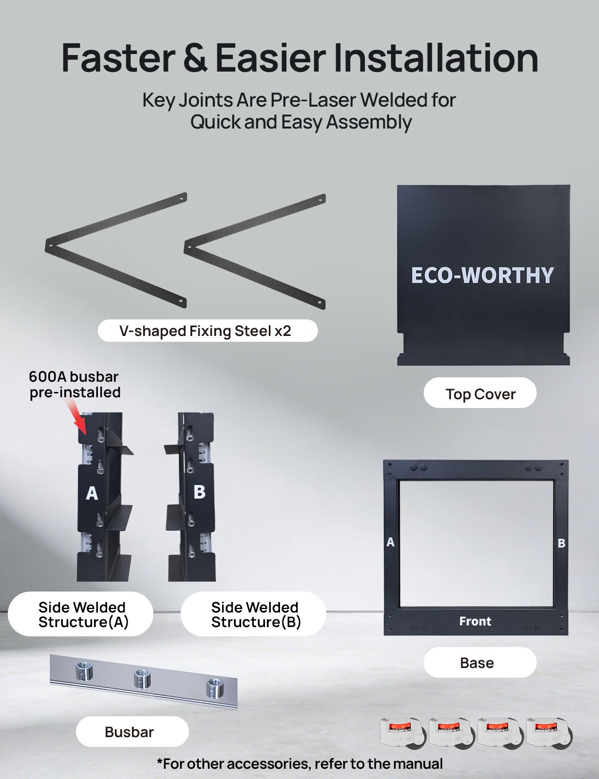 ECO-WORTHY RACK6 V2 I 6-Layer Rack With 600A Busbar| For Server Rack Battery All Versions - lithium battery - ECO-WORTHY
