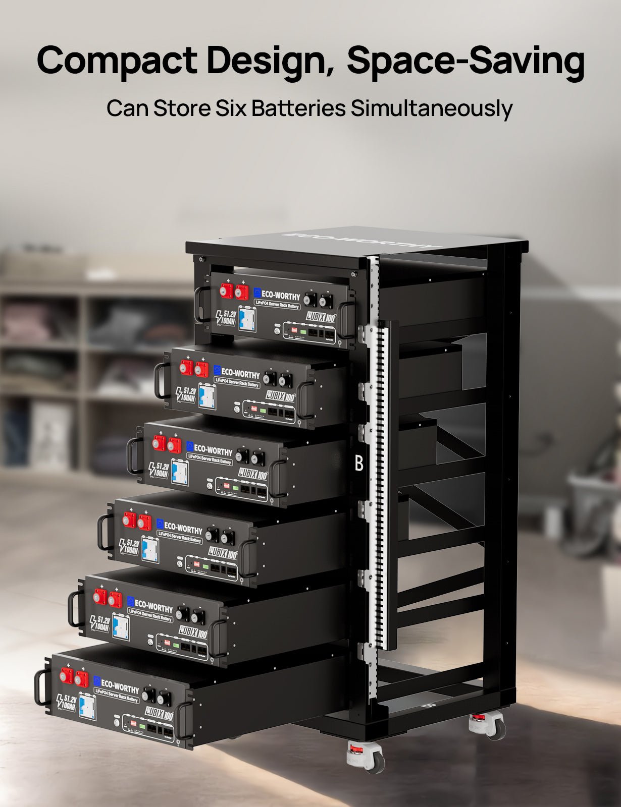 ECO-WORTHY RACK6 V2 I 6-Layer Rack With 600A Busbar| For Server Rack Battery All Versions - lithium battery - ECO-WORTHY