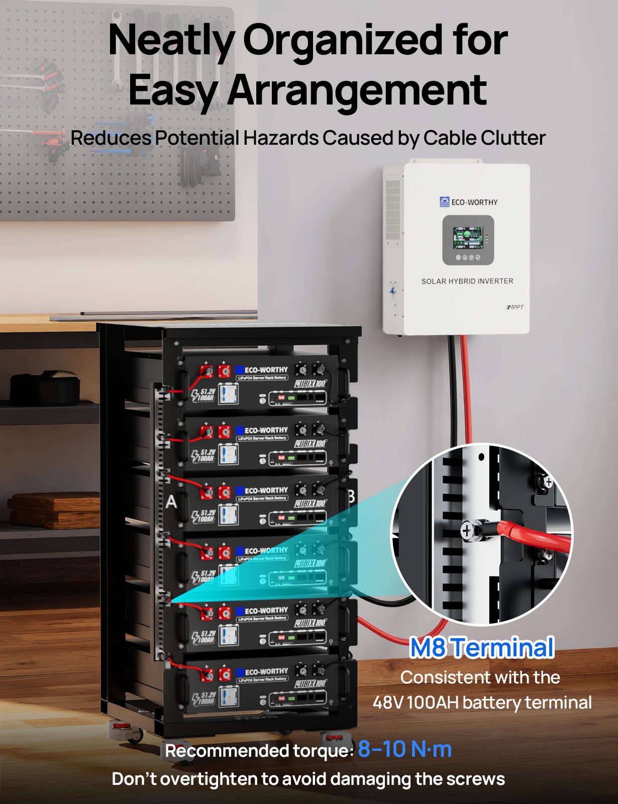 ECO-WORTHY RACK6 V2 I 6-Layer Rack With 600A Busbar| For Server Rack Battery All Versions - lithium battery - ECO-WORTHY