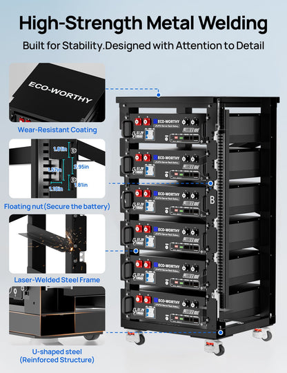 ECO-WORTHY RACK6 V2 I 6-Layer Rack With 600A Busbar| For Server Rack Battery All Versions - lithium battery - ECO-WORTHY