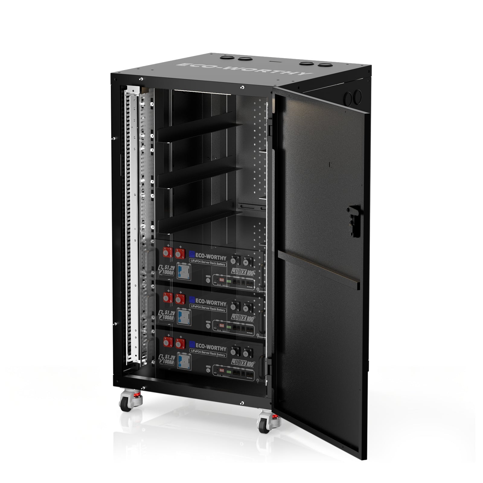 ECO-WORTHY RACK6 V3 Server Rack Battery Cabinet, Enclosed Energy Storage Rack with 600A Busbar, Lockable Door, Ventilated Design, Compatible with Most Rack Batteries & ESM-100 - lithium battery - ECO-WORTHY