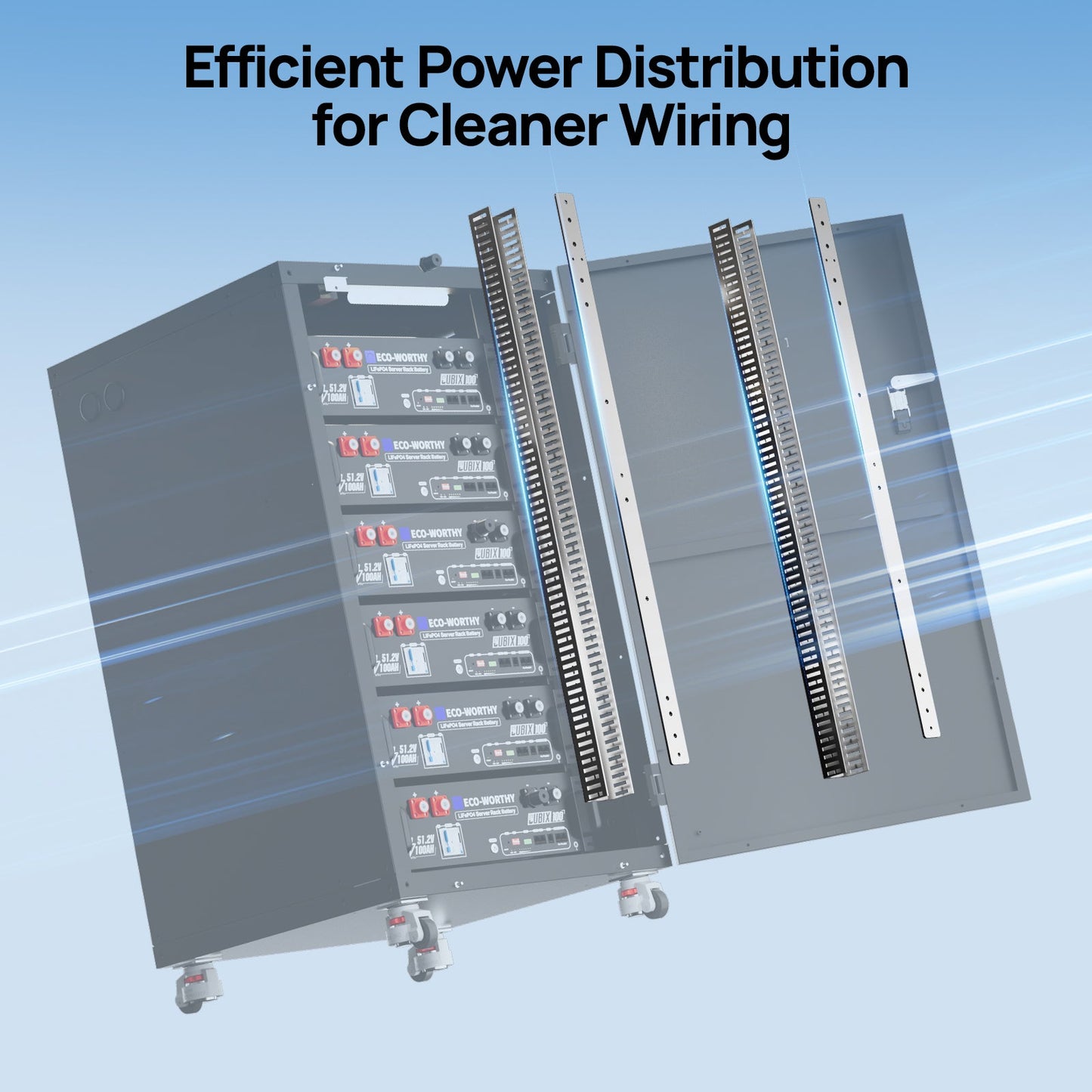 ECO-WORTHY RACK6 V3 Server Rack Battery Cabinet, Enclosed Energy Storage Rack with 600A Busbar, Lockable Door, Ventilated Design, Compatible with Most Rack Batteries & ESM-100 - lithium battery - ECO-WORTHY