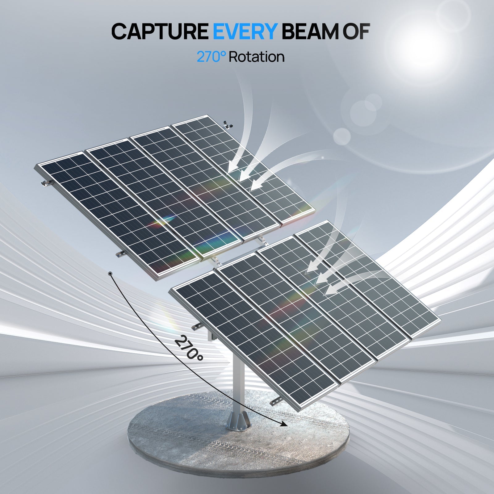 ECO - WORTHY Solar Panel Dual Axis Tracking System (Expanded Version Increase 40% Power) with Tracker Controller - Mounting brackets - ECO - WORTHY