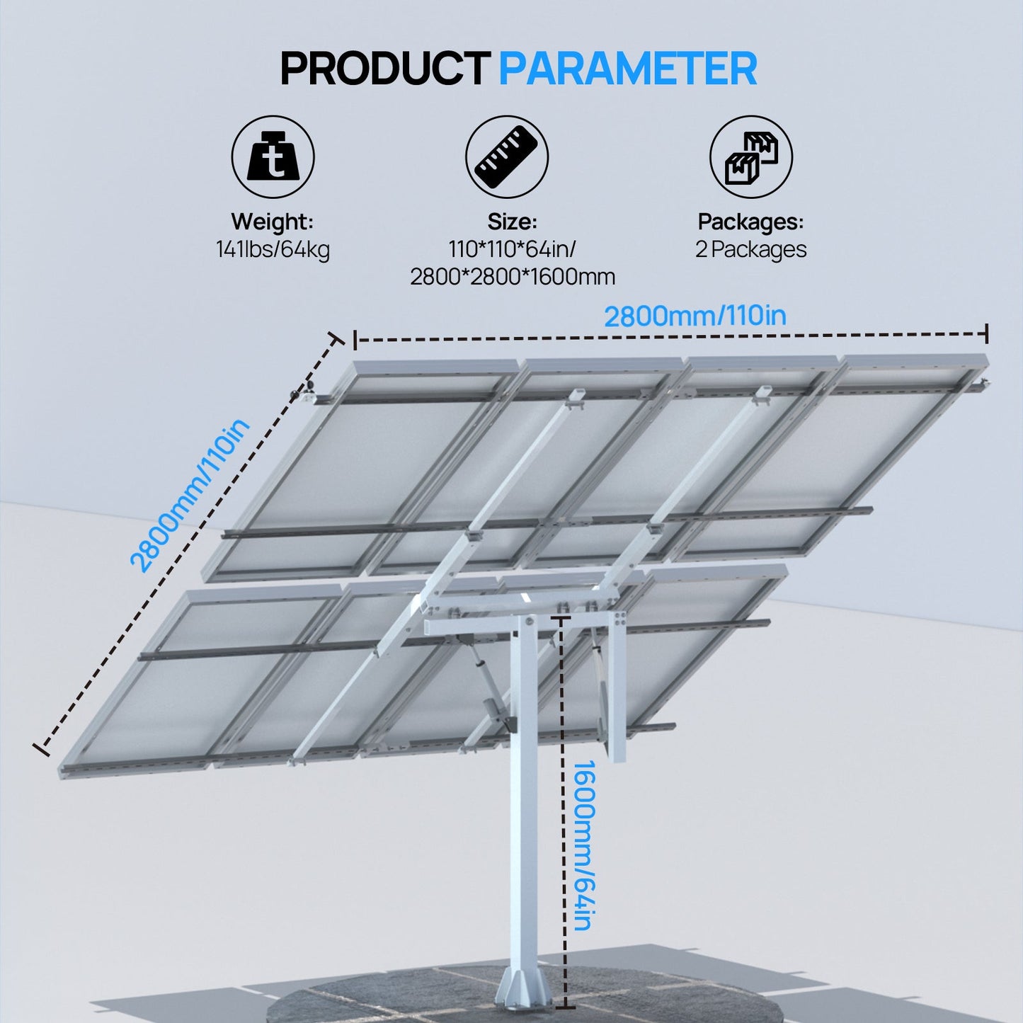 ECO - WORTHY Solar Panel Dual Axis Tracking System (Expanded Version Increase 40% Power) with Tracker Controller - Mounting brackets - ECO - WORTHY