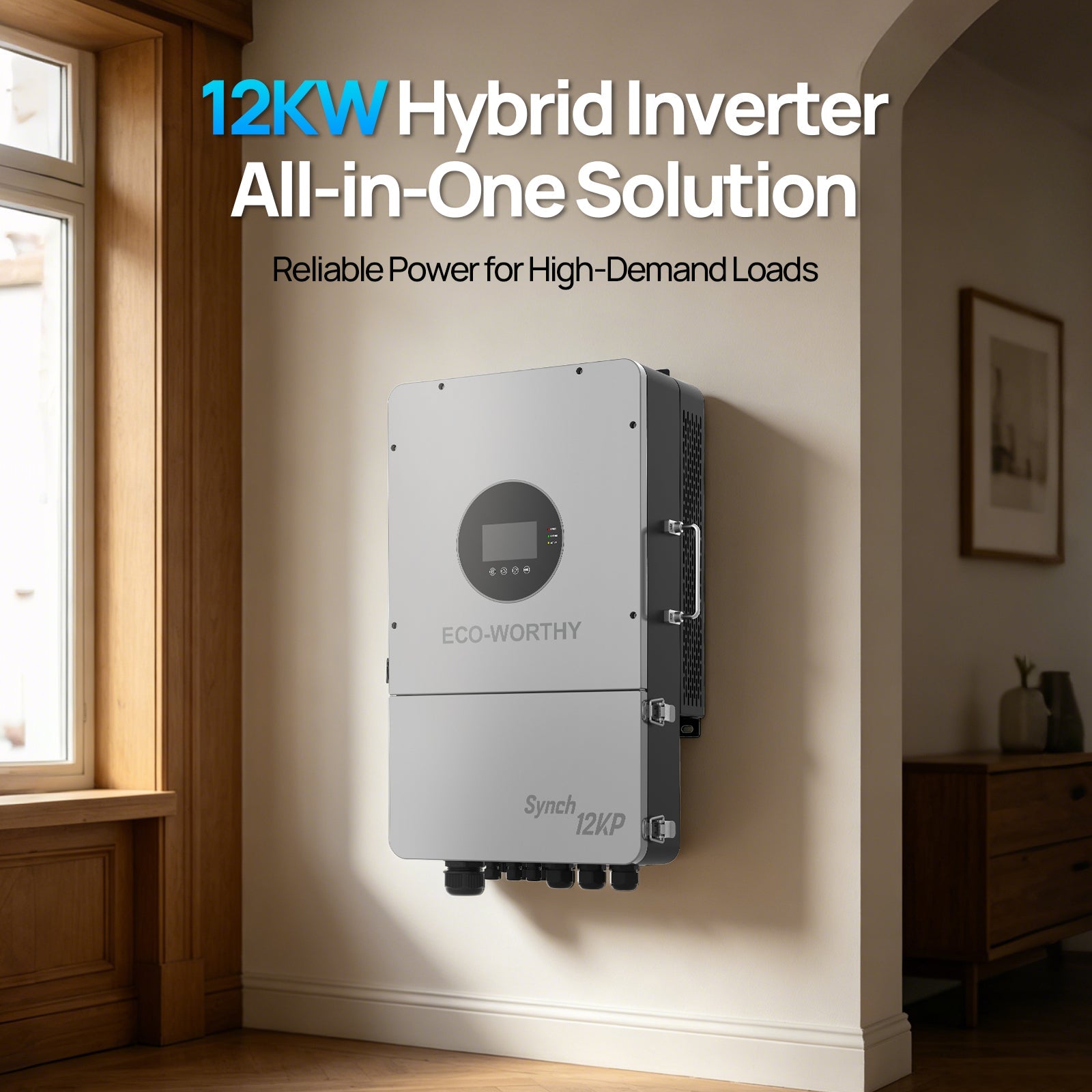 Eco-Worthy Synch 12KP Split-Phase Solar Hybrid Inverter | 48Vdc to 120Vac/240Vac | 13200W@550V PV Input - charge inverter - ECO-WORTHY