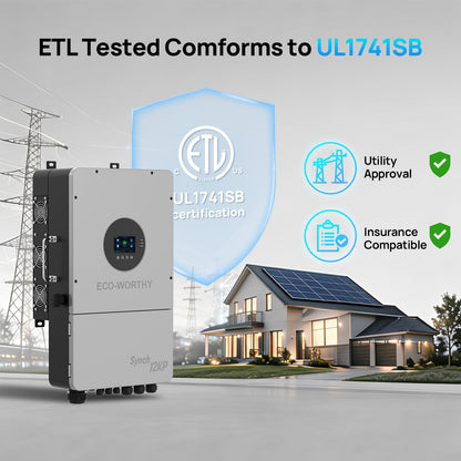 Eco-Worthy Synch 12KP Split-Phase Solar Hybrid Inverter | 48Vdc to 120Vac/240Vac | 13200W@550V PV Input - charge inverter - ECO-WORTHY