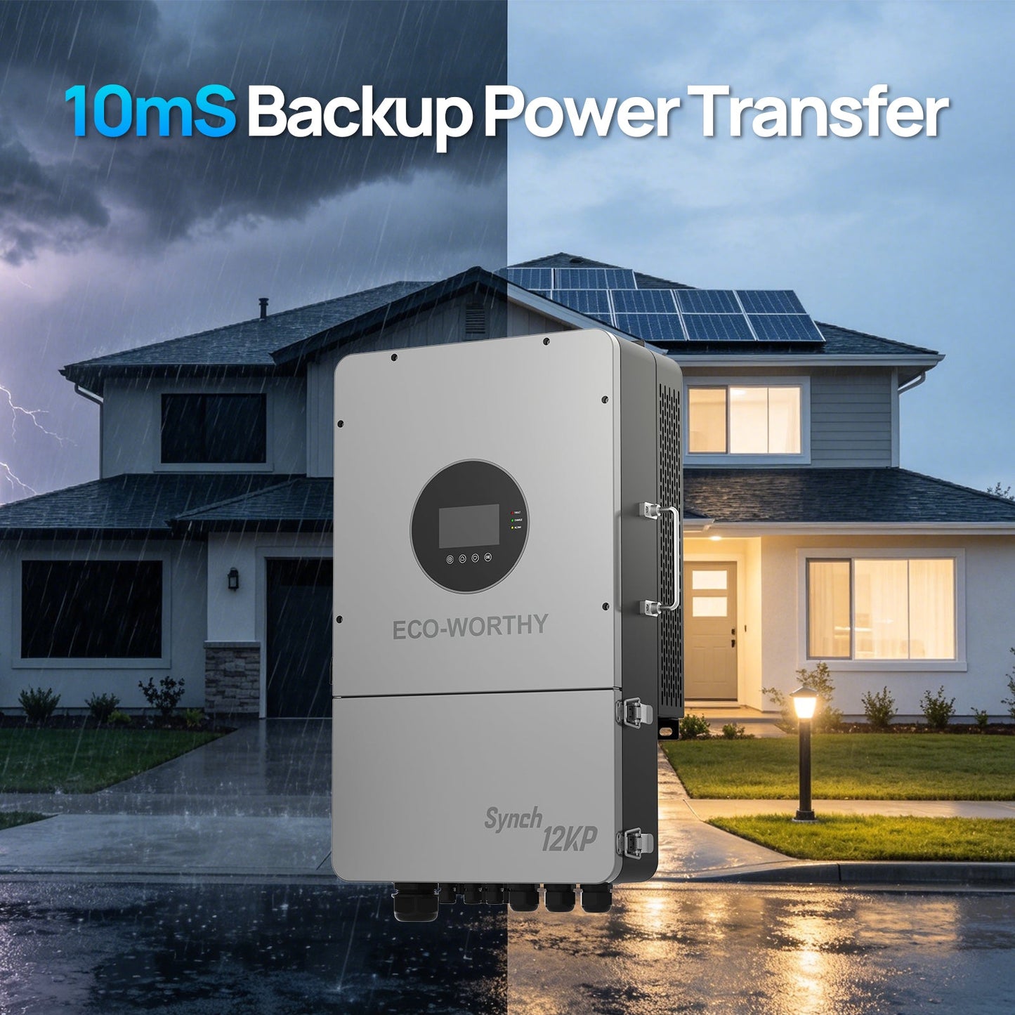 Eco-Worthy Synch 12KP Split-Phase Solar Hybrid Inverter | 48Vdc to 120Vac/240Vac | 13200W@550V PV Input - charge inverter - ECO-WORTHY