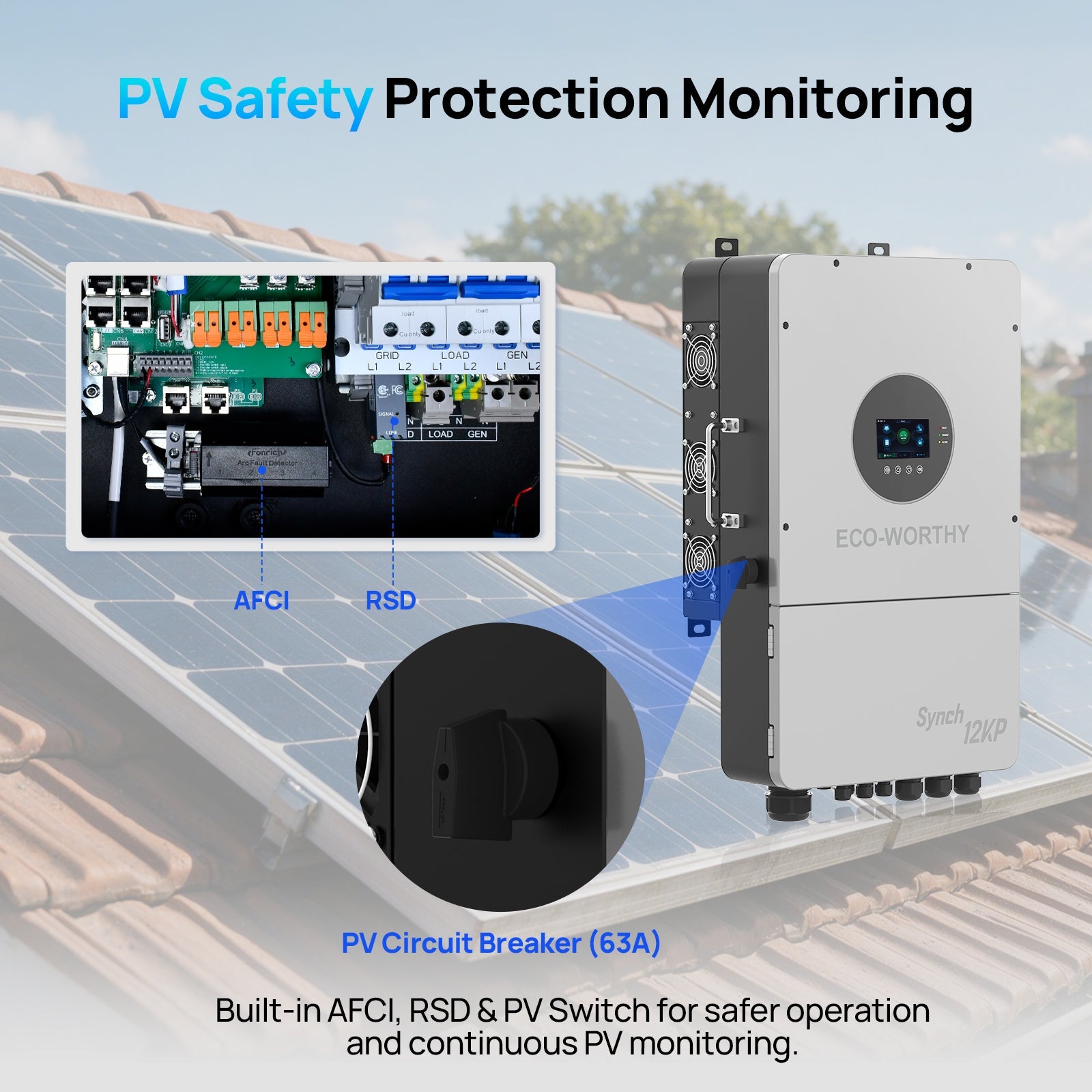 Eco-Worthy Synch 12KP Split-Phase Solar Hybrid Inverter | 48Vdc to 120Vac/240Vac | 13200W@550V PV Input - charge inverter - ECO-WORTHY