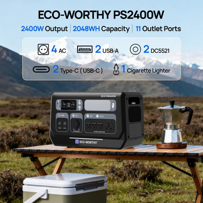 EcoWorthy 2400W Portable Power Station with 2048Wh Lithium Battery - ECO - WORTHY