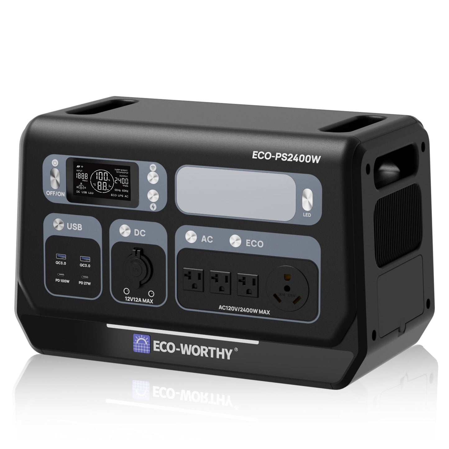 EcoWorthy 2400W Portable Power Station with 2048Wh Lithium Battery