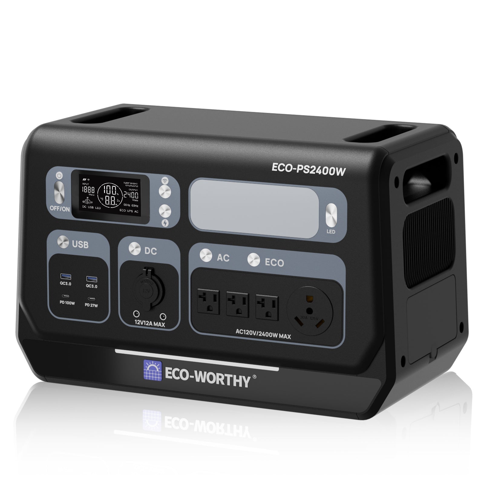 EcoWorthy 2400W Portable Power Station 2048Wh Lithium Battery