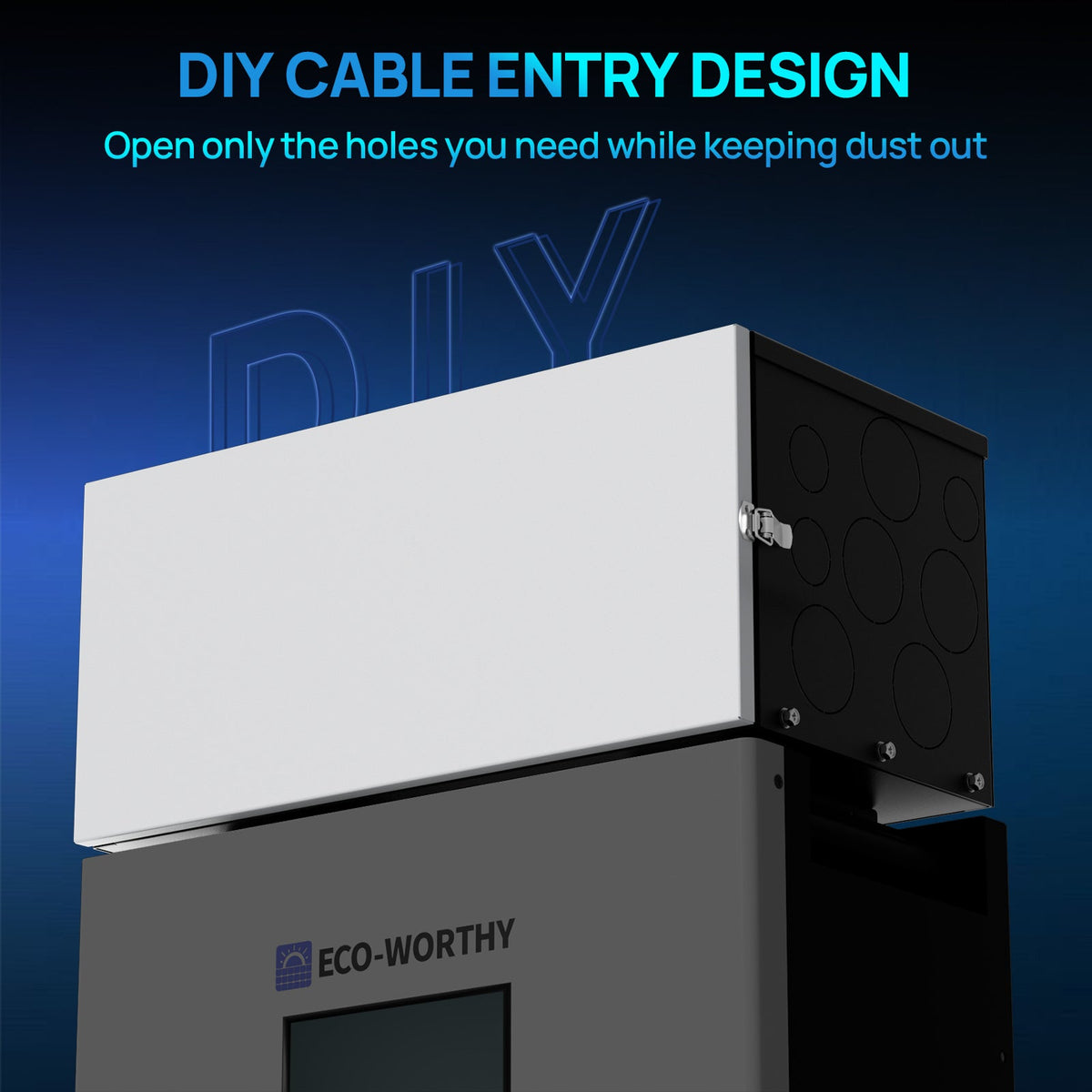 ECO‑WORTHY PowerMega Conduit Box, Cable Management & Terminal Protection Enclosure for 48V 314Ah Battery, 180° Hinged Door, Clean Wiring for Off‑Grid Solar Energy Storage System, Compatible with ECO WORTHY 10kW/5kW & Most Inverters, fits 400A Busbar - ECO-WORTHY