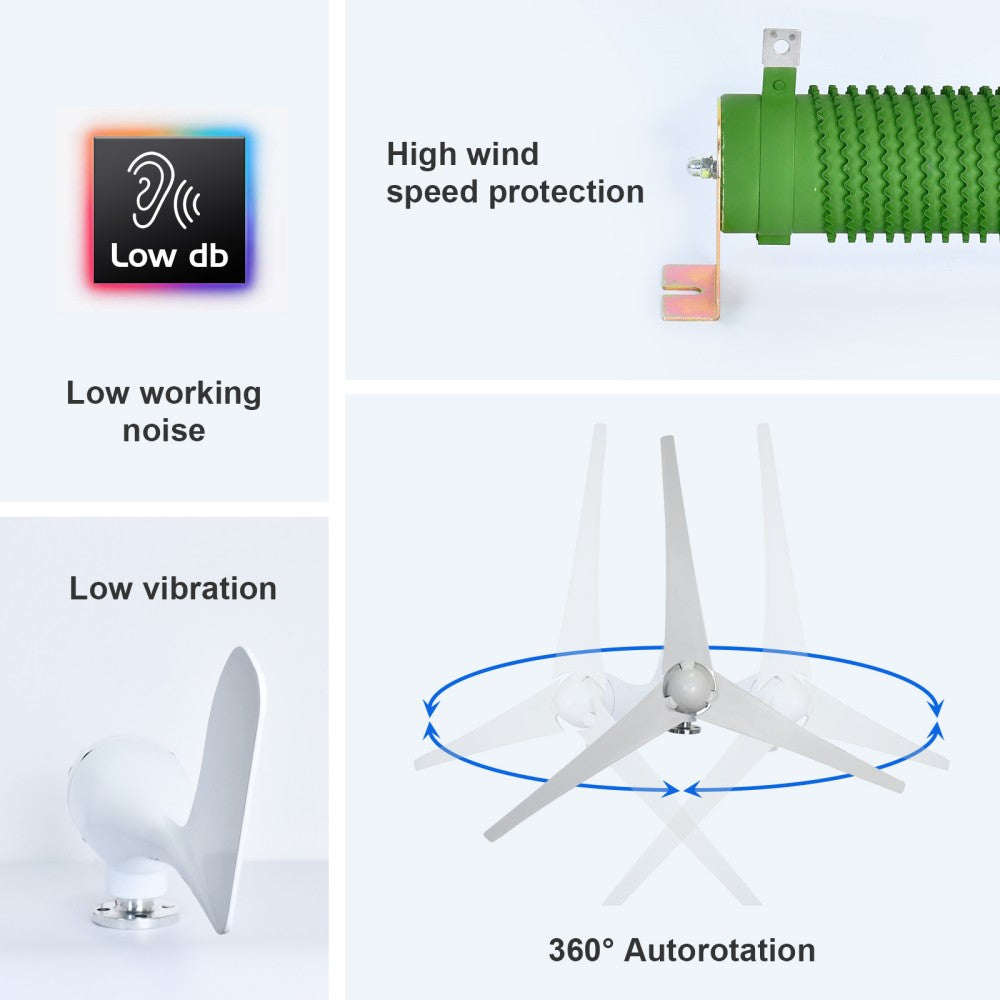 1000W Wind Turbine Generator 12V 24V 48V AC Output Complete Kit