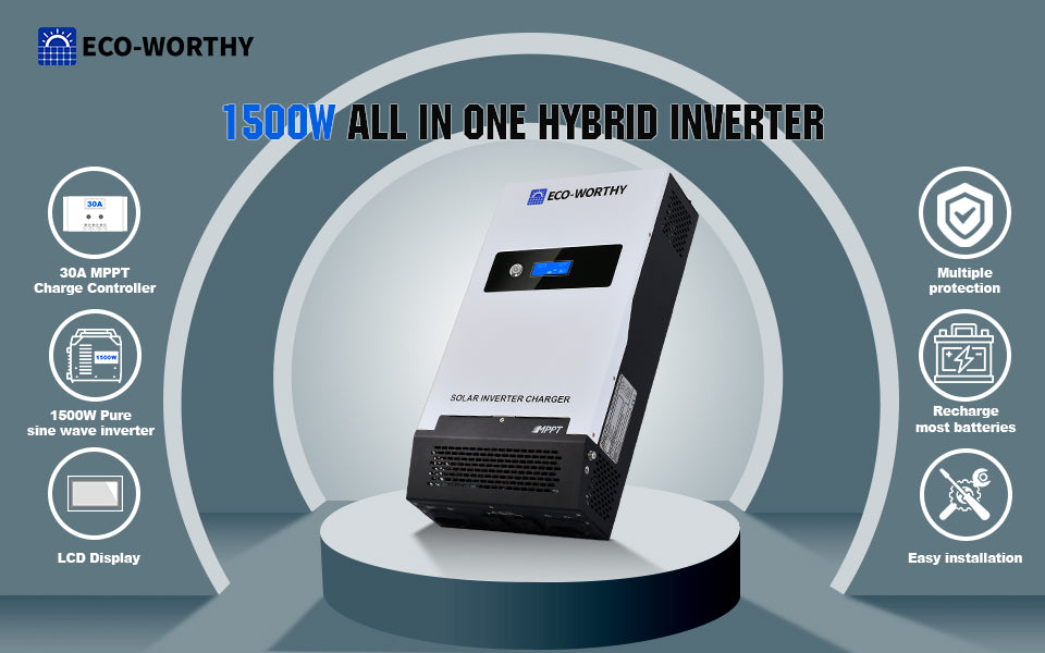 All-in-one Inverter Built in 1500W 24V Pure Sine Wave Power Inverter & 50A  Controller for Off Grid System