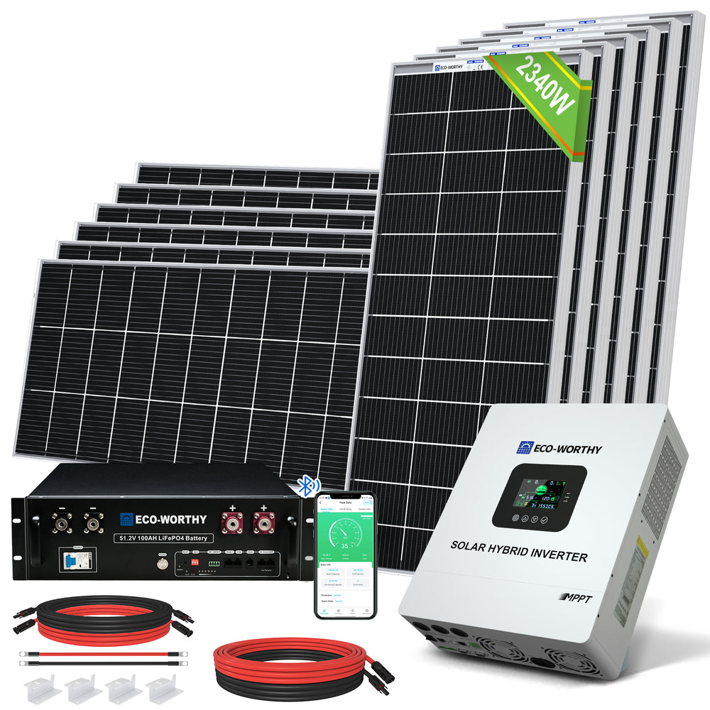 2340W 48V 12-195W Panel Off Grid Solar Panel Kits with 4.8kWh Lithium ...