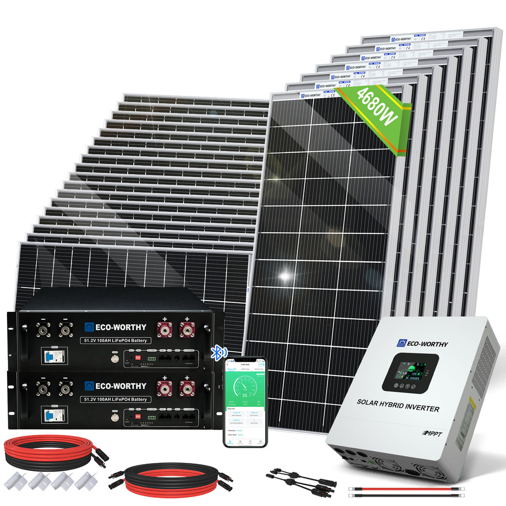 4800W 48V (24x Bifacial 195W) Complete MPPT Off Grid Solar Kit