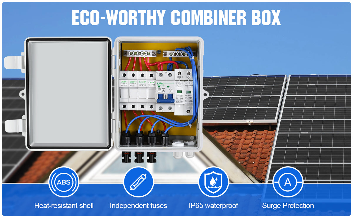 4 String PV Combiner Box with 4*10A Circuit Breakers for Solar Panel System