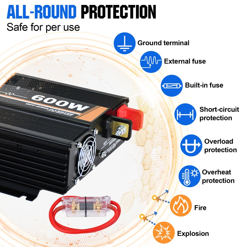 600W 12V/24V (600W 400W Wind+1/2x100W Solar) Solar Wind Hybrid Kit with  Inverter