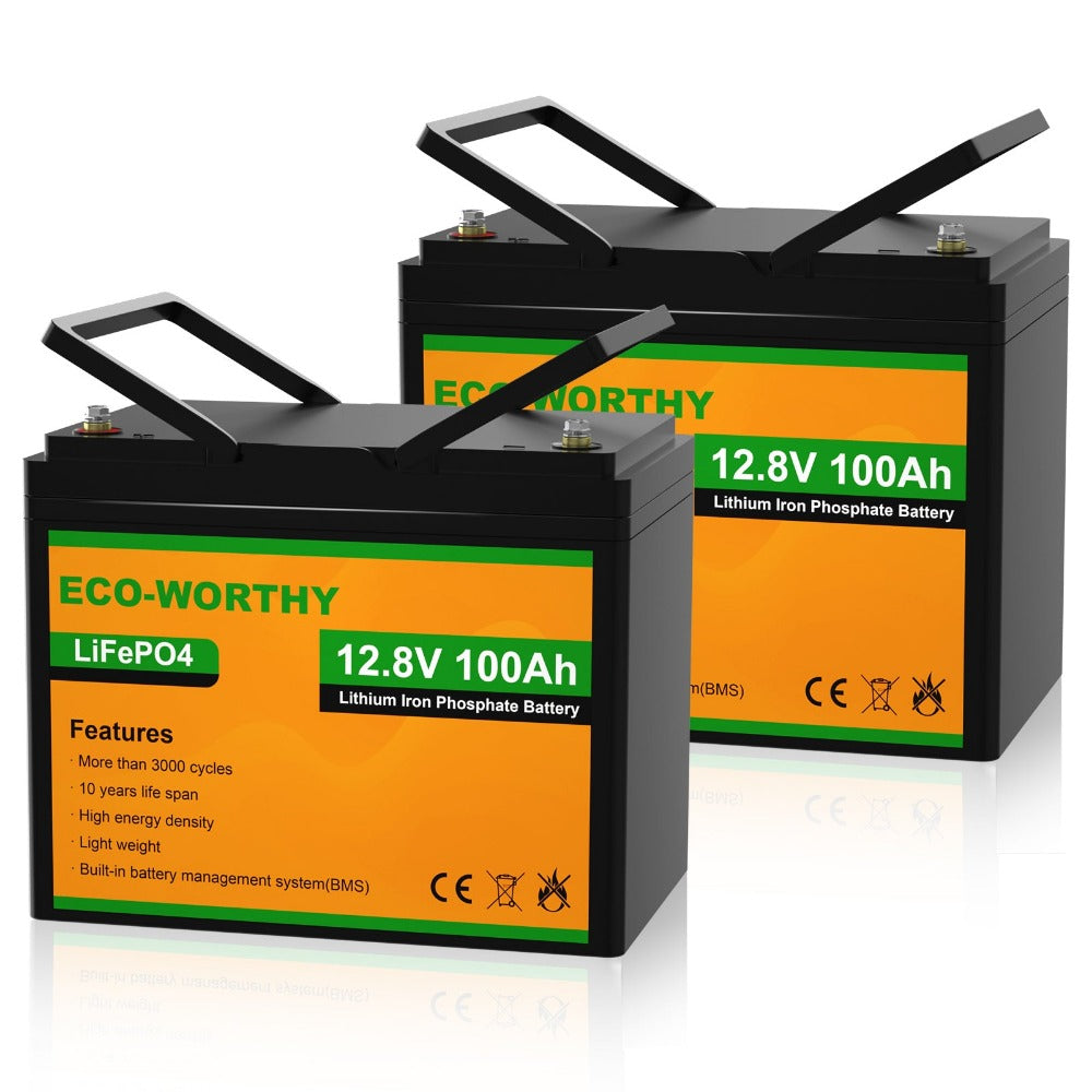 Eco-Worthy Dual LifePO4 12.8V 100Ah Lithium Iron Phosphate Battery