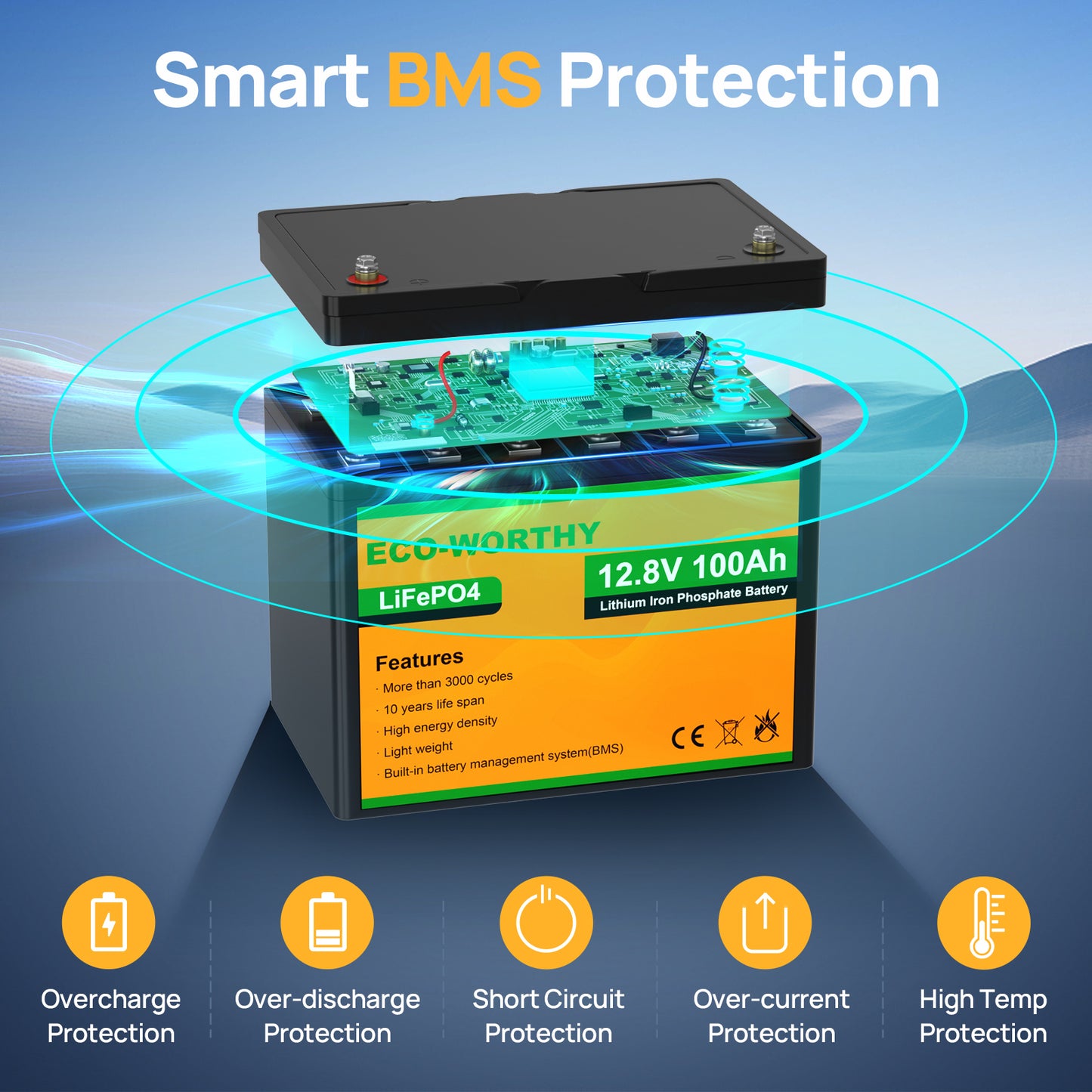 LiFePO4 12V 100Ah Lithium Iron Phosphate Battery