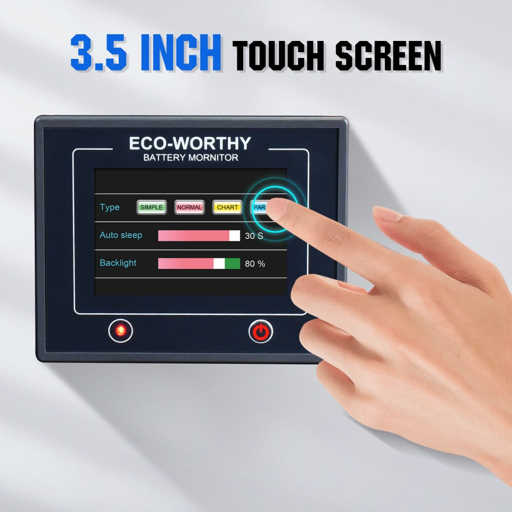 ECO-WORTHY 200A Batterie Monitor, 3,5 Touchable Display