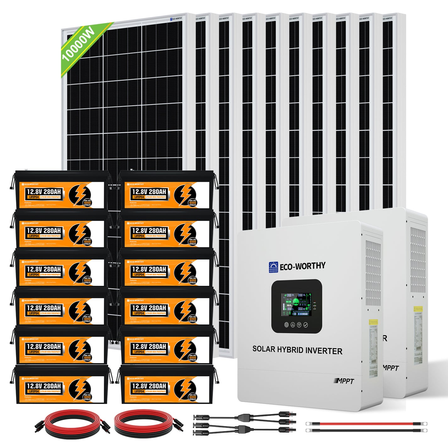 10KW 48Vdc COMPLETE OFF GRID SOLAR PANEL KIT 120V/240Vac LITHIUM ...