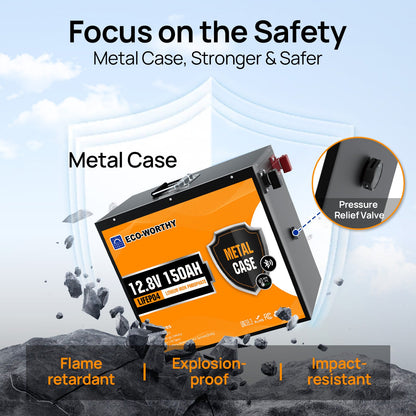 LiFePO4 12V 150Ah Metal Shell Lithium Iron Phosphate Battery With Bluetooth And Low-temperature Protection - lithium battery - ECO-WORTHY