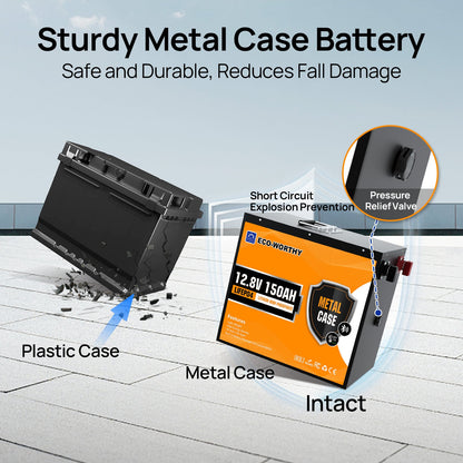 LiFePO4 12V 150Ah Metal Shell Lithium Iron Phosphate Battery With Bluetooth And Low-temperature Protection - lithium battery - ECO-WORTHY