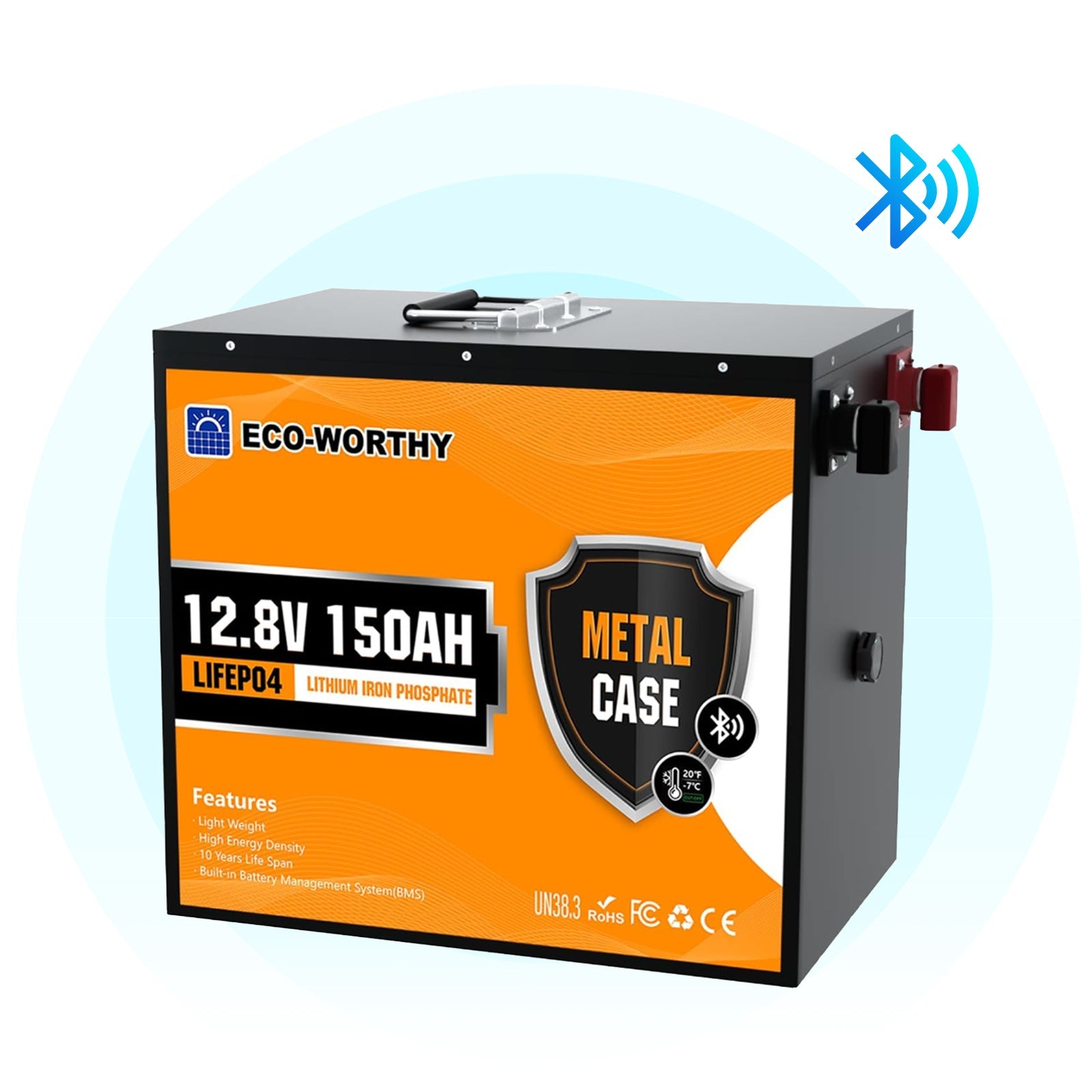 LiFePO4 12V 150Ah Metal Shell Lithium Iron Phosphate Battery With Bluetooth And Low-temperature Protection - lithium battery - ECO-WORTHY