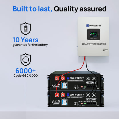 Off Grid Home Power Bundle | 5kW Inverter with 48V 100AH Server Rack Battery - ECO - WORTHY
