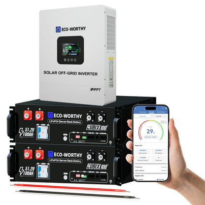 Off Grid Home Power Bundle | 5kW Inverter with 48V 100AH Server Rack Battery - ECO - WORTHY