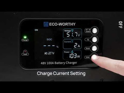 EC100 48V 100A Battery Charger | 5.78KW Max Output | Soft Start |120V 240V AC Input