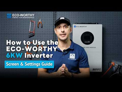 ECO-WORTHY Liber 6kP Solar Off-grid Split-phase Inverter, 6kW 48Vdc to 120Vac/240Vac, 9kW@500V PV Input