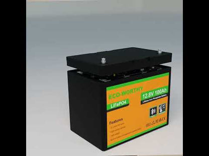 Upgraded LiFePO4 12V 100Ah Lithium Battery with Bluetooth and Low-Temp Protection