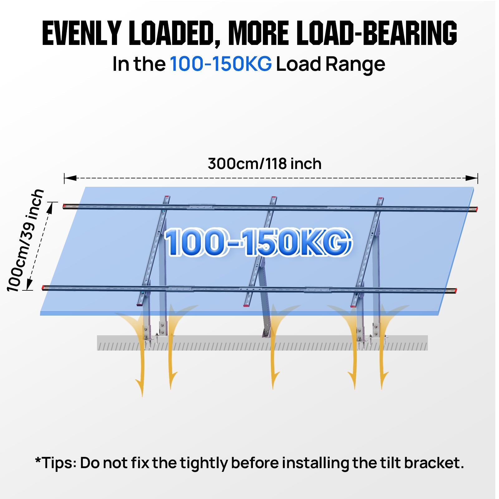 Updated Adjustable Multi - Piece Solar Panel Mounting Brackets for 5 - 8 Pieces of 200W 300W 400W Solar Panels - Mounting brackets - ECO - WORTHY