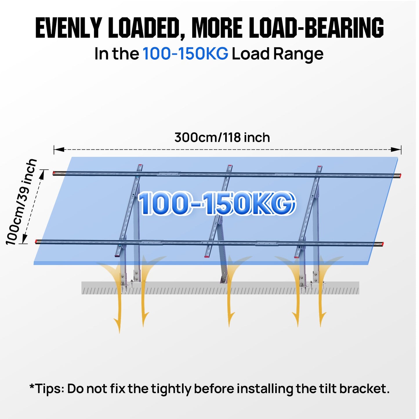 Updated Adjustable Multi - Piece Solar Panel Mounting Brackets for 5 - 8 Pieces of 200W 300W 400W Solar Panels - Mounting brackets - ECO - WORTHY