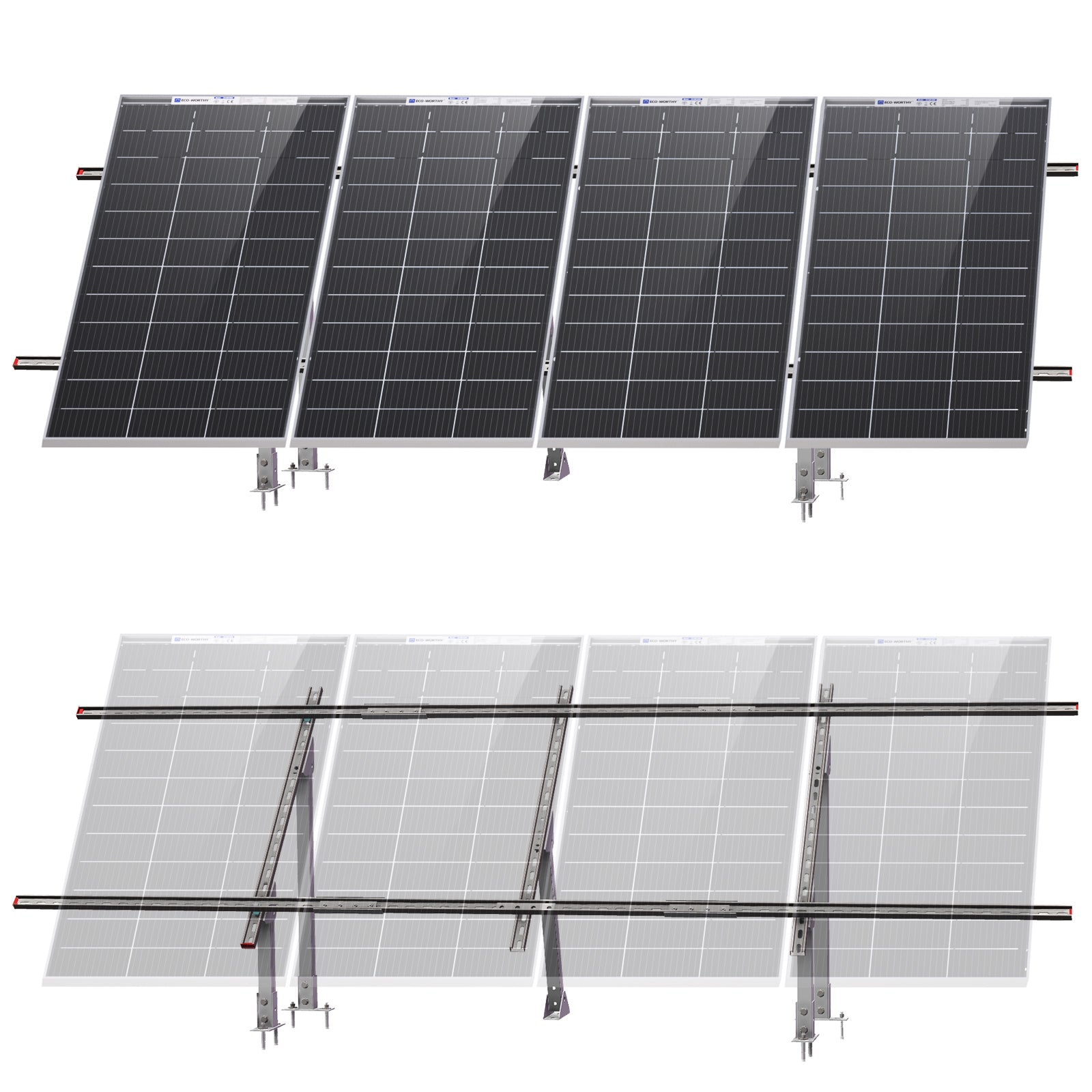 Adjustable Solar Panel Mounting Brackets 1–4 Pieces 200W–400W Panels