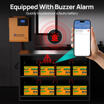 Upgraded LiFePO4 12V 100Ah Lithium Iron Phosphate Battery With Bluetooth,Low - temperature Protection,Dual Temperature Probes and Buzzer Fault Warning - lithium battery - ECO - WORTHY