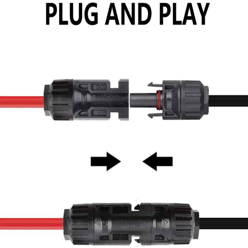 12AWG 16.4FT Solar Extension Cables Wires with Female and Male MC4 Connectors - wirings - ECO - WORTHY