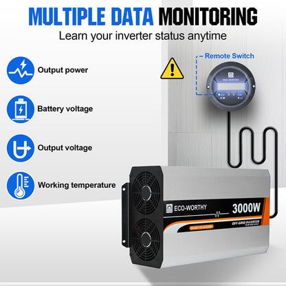 3000W Off Grid Pure Sine Wave Inverter 24V to 110V - INVERTER - ECO - WORTHY