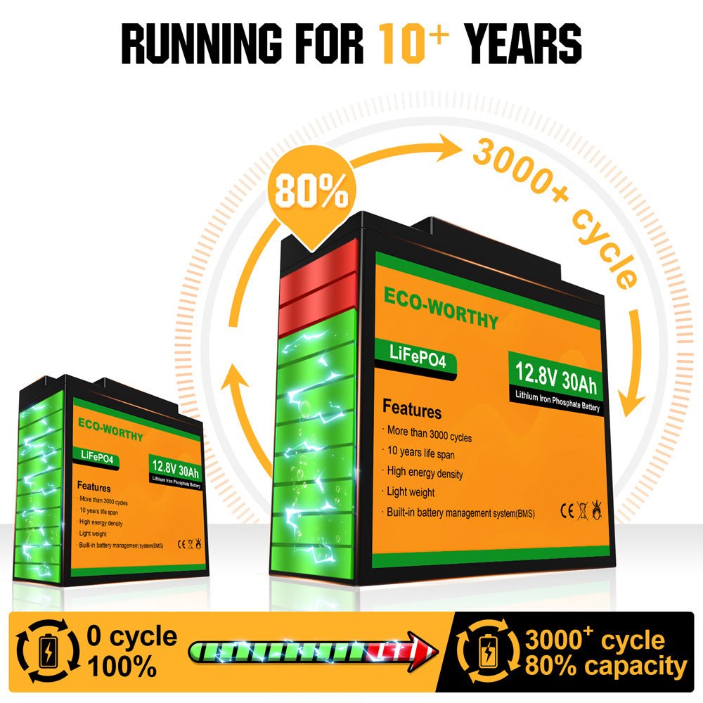 B2B - LiFePO4 12V 10Ah Lithium Iron Phosphate Battery - lithium battery - ECO - WORTHY