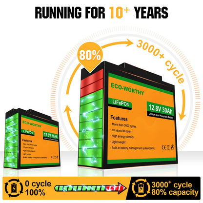B2B - LiFePO4 12V 10Ah Lithium Iron Phosphate Battery - lithium battery - ECO - WORTHY