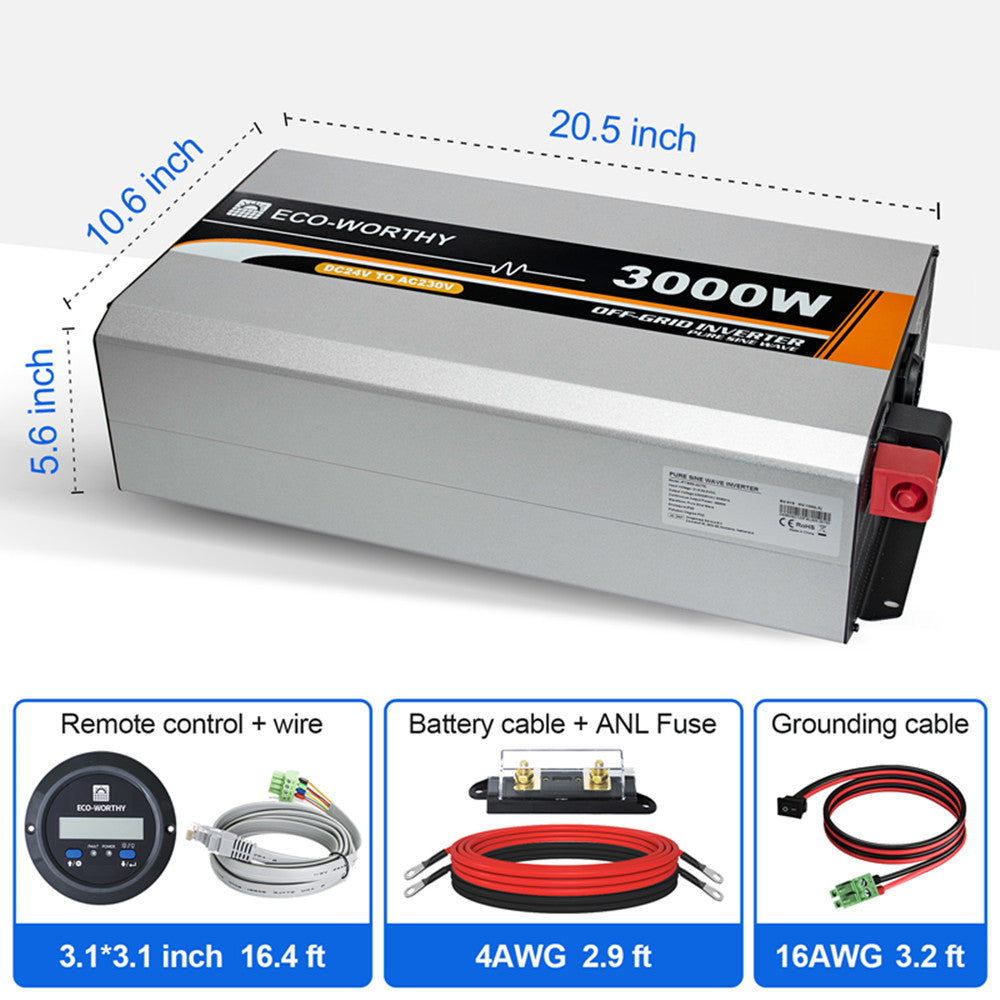 Eco-Worthy Solar-1100W Off Grid Pure Sine Wave Inverter 12V to 110V –  AMRtechnologies